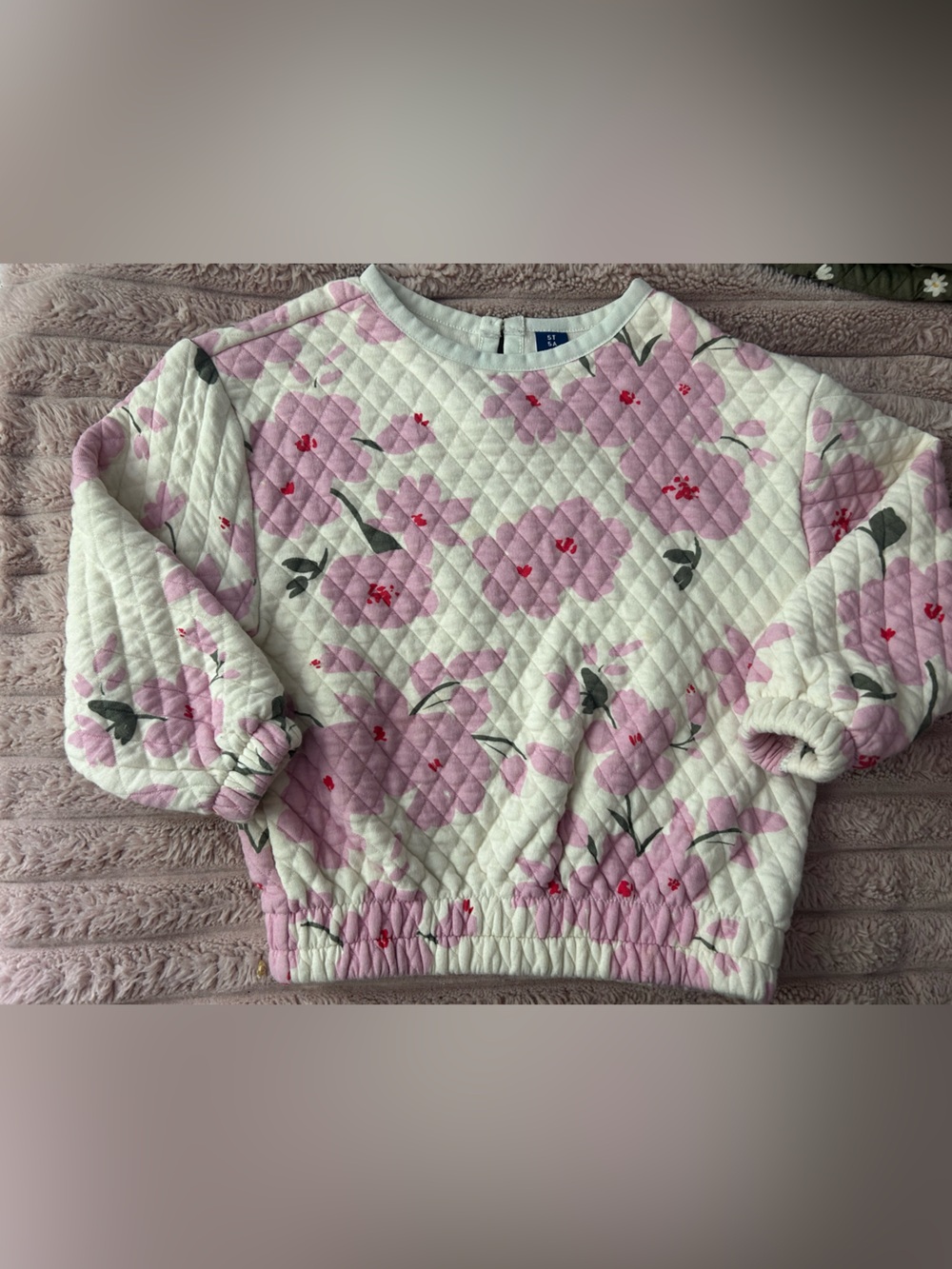 Toddler Girls' Quilted Pink Floral Pullover Jacket